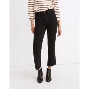 Madewell Cali Demi Boot Cut Jeans in Edmunds Wash Black Raw Hem Size 26 Tall